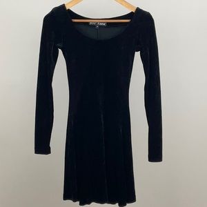 Vintage 1990s Betsey Johnson Black Crushed Velvet Dress—Size Medium